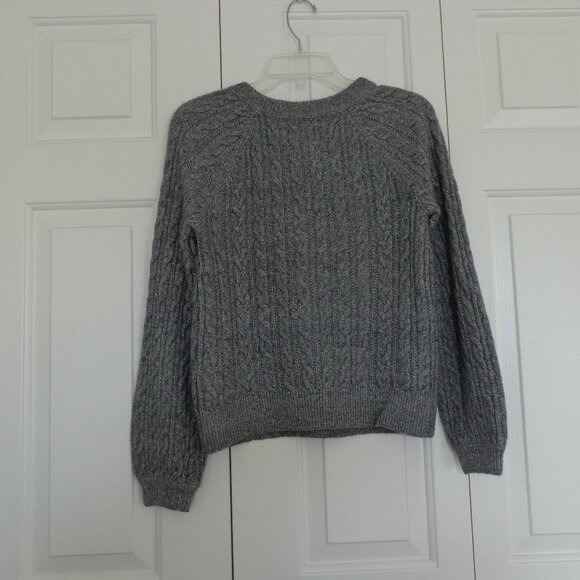 Abercrombie Fitch Women Gray Classic Fisherman Cable Knit Crew Neck Sweater Sz S - Picture 2 of 8